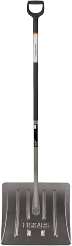 Fiskars Schneeräumer für kleine und große Schneemengen, Blattbreite: 44 cm | Kunststoff/Aluminium, Schwarz/Silber, 1001636