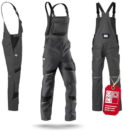 KÜBLER ACTIVIQ Latzhose PSA 2 – Latzhose mit ergonomischer Linienführung und Knieschutztaschen anthrazit/schwarz Gr. 52