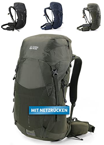 Terra Peak® Premium Wanderrucksack 40L (AIRANT 40) Damen Herren groß grün - Trekking-Rucksack belüfteten Netzrücken & Rückenbelüftung - Daypack Backpack Reise-Rucksack & Tagesrucksack Wandern leicht