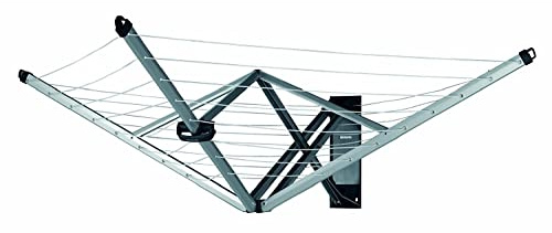 Brabantia - WallFix Wandwäschetrockner - Wäscheständer - UV-beständige Wäscheleine - 24 Meter Wäscheleine - Auch für große Stücke - Platzsparend - Metallic Grey - 184 x 182 cm