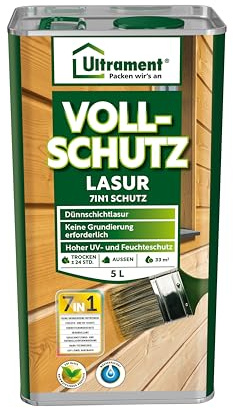 Ultrament Vollschutz-Lasur 7-in-1 5 L – kiefer | Holzschutz außen | UV-Schutz, Wetterschutz, imprägnierend, strapazierfähig