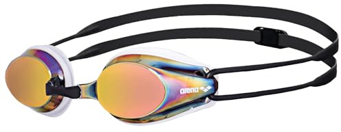 ARENA Tracks Mirror Unisex Wettkampf-Schwimmbrille für Erwachsene, Schwimmbrille mit Verspiegelten Antibeschlag-Gläsern, UV-Schutz, 4 Austauschbare Nasenstege, Silikondichtungen