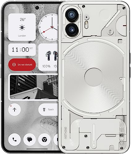 Nothing Phone (2) – 512 GB + 12 GB RAM, Glyph Interface, Nothing OS 2.0, 50-MP-Dual-Kamera, OIS, 6,7 LTPO OLED-Display, 4700-mAh-Akku, Wasserfest IP54, Android Simlockfreie Handy, Weiß