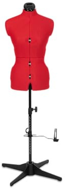 Adjustoform FG304 Sew Simple Schneiderpuppe, Nähpuppe, 8 verstellbare Teile, Größen 38 bis 46, klein, Mohnrot, Mohnblumenroter Nylonstoff, Rot (Poppy Red), S
