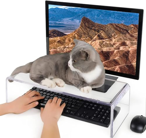 Anti-cat Tastaturabdeckung, Laptop-Tastaturabdeckungen Katzenfest, transparenter Tastaturschutz, PC Schreibtischständer für Tastaturaufbewahrung Acryl Monitor Ständer Riser und Laptop Ständer Riser