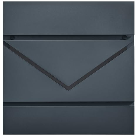 SONGMICS XXL Briefkasten, Postkasten, Zeitungsfach, V-förmiges Sichtfenster, Schloss, modern, einfache Montage, anthrazit GMB054G01