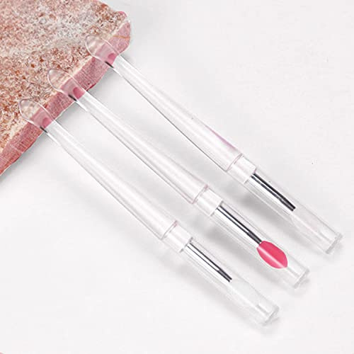 Ksvsonrvi 3-teilig Mini Lippenbürste mit Kappe, Silikon wiederverwendbare tragbare Lippenstift Applicator Bürsten Lipgloss Stäbe