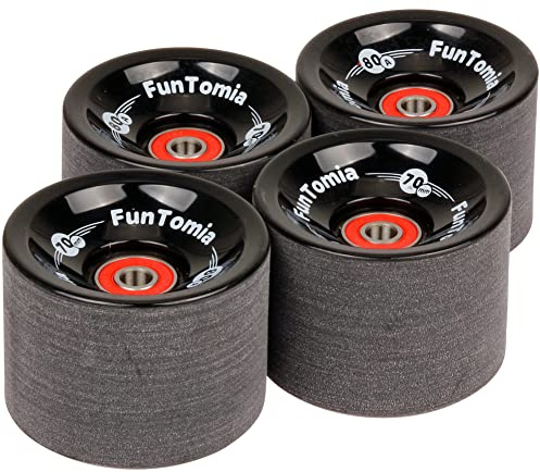 FunTomia 4 Stück Longboard/Skateboard Rollen (Big Wheels) in 70x51mm 80A inkl. ABEC-9 Kugellager