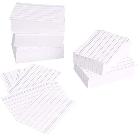 Amazon Basics A8 Karteikarten (7,4 cm x 5,2 cm), liniert, Weiß, 1000 Stück
