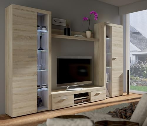 TOP Wohnwand Rumba XL Anbauwand Wohnkombi Wohnzimmer Sonoma Eiche matt