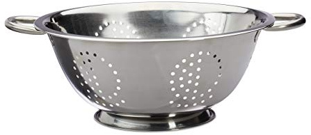Relaxdays Küchensieb Edelstahl, Seiher mit Griffen, runder Standfuß, Abtropfsieb, Salatsieb, Nudeln, 28 cm Ø, Silber, 10023448, Küchensieb 28 cm Edelstahl