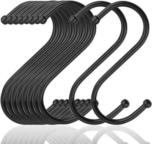 Yogopro S Haken, 20 Stück Schwarz, Zum Einhängen von Töpfen, Pfannen, Pflanzen, Handtüchern in Küche, Schlafzimmer, Bad, Garten - Passender Durchmesser bis 32mm