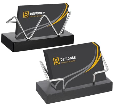 Sibba Visitenkartenständer Holz Visitenkartenhalter für den Schreibtisch Visitenkarten Aufbewahrung Visitenkartenbox Displaybox Flyerständer Ausstellung Messestand Zuhause Büro Sammlung(W,Schwarz)