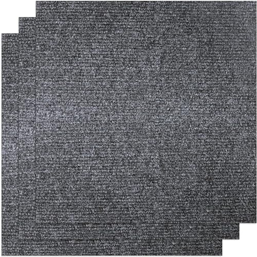 KAHEIGN 30Pcs Teppichfliesen 30x30cm selbstklebende Teppichfliesen, strapazierfähiger Teppich Bodenbelag Selbstklebend Rutschfest Teppichboden für Büro, Wohnzimmer, Schlafzimmer (dunkelgrau)