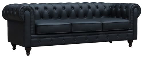 habitat et jardin Chesterfield-Sofa Aliza - 208 x 82 x 70 cm - 3-Sitzer - Schwarz