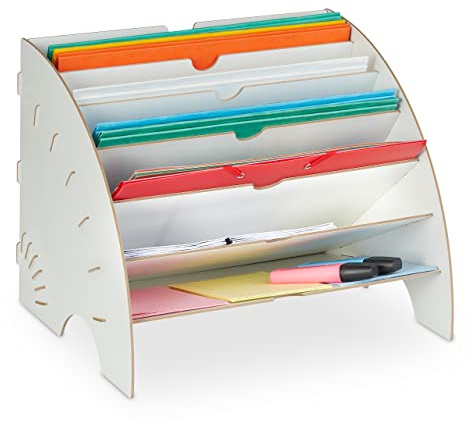 Relaxdays Dokumentenablage, 6 Ablagefächer, DIN A4, HxBxT: 27 x 34 x 27 cm, Büro & Schule, Büro-Organizer, MDF, Farbwahl