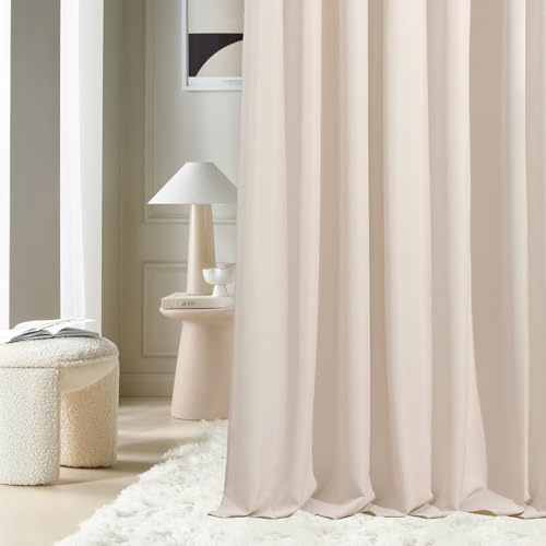 room99 Vorhang mit Kräuselband Aura 140 x 240 cm Breite x Höhe Schiebegardinen Modern Curtain Wohnzimmer Schlafzimmer Helle Creme, 1 Stück