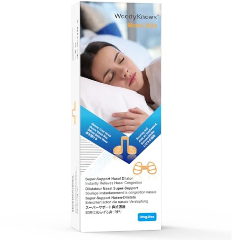 WoodyKnows Super-Support Nasendilatator, Modell Weiche, verbessert den Schlaf und die sportliche Luftzirkulation, hilft bei verstopfter Nase und nasenbedingtem Schnarchen (Probe-Pack XS/S/M/L)