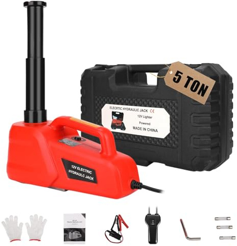 ROGTZ Elektrischer hydraulischer Wagenheber-Set, 5 Tonnen, 12 V, ultra-tragbar, mit 15,5–45 cm Reichweite für SUV/Sedan/LKW-Reparatur, Wagenheber für Reifenwechsel, leicht für einfache Lagerung