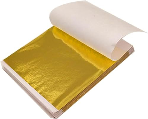 sukevitor 200 Stück Blatt Blattgold Imitation, Blattgold Zum Basteln, Gold Leaf goldblätter für Kunstprojekt Handwerk Dekoration