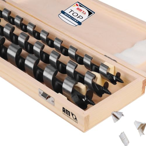 AM-Zerspanungstechnik Schlangenbohrer Set Ø20, 25 & 30 x 400mm | Holzbohrer Set 3tlg. | Holzspiralbohrer lang | Balkenbohrer