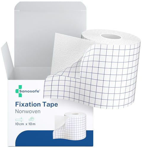 Sanosafe Fixierpflaster Rolle sensitiv 10 cm x 10 m | Stretch Pflaster Fixierbandage & Fixierband | Medizinisches Heftpflaster & Rollenpflaster für empfindliche Haut zur Fixierung von Wundauflagen