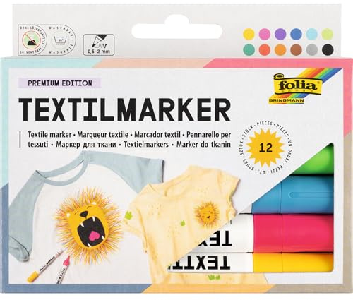 folia 581 - Textil-Maler, 12er farbig sortiert, lichtbeständig und wasserfest