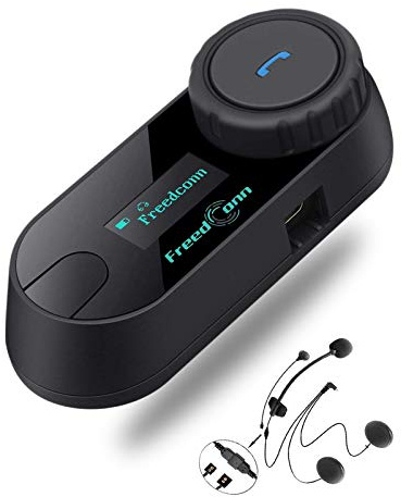 FreedConn Tcom-SC Intercom Motorrad Headset für 2 Personen Musik Teilen, Motorradhelm Kommunikationssystem 800M mit LCD-Bildschirm, Universelles Helm Bluetooth WasserdichtMatching 2-in-1-Mikrofon