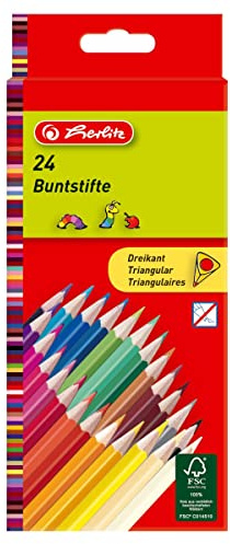 herlitz 24 Buntstifte, dreikant, lackiert, aus FSC Holz