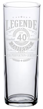 LUXENTU Kölschglas 0,2l mit graviertem Motiv, Bierglas für ein Jubiläum & besondere Anlässe, Kölner Stange mit Lasergravur-Veredelung, Spülmaschinengeeignet, Legende seit 40 Jahren