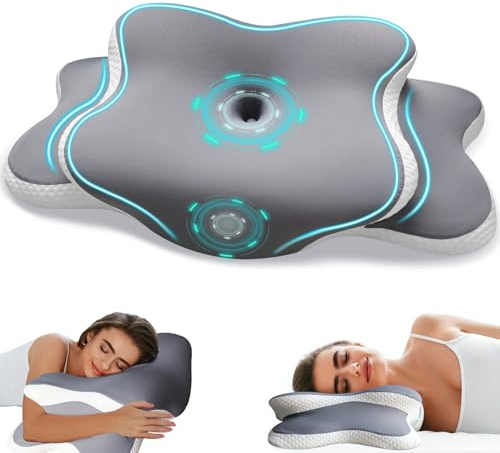 EvenVentric Nackenkissen Kopfkissen - Ergonomisches Kopfkissen für Seiten, Rücken & Bauchschläfer, Memory Foam Kissen mit Kühlung Abnehmbare Kissenhülle （Grau）