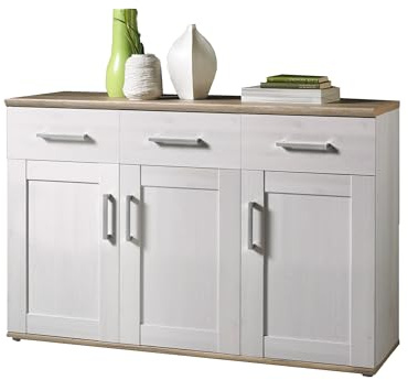 Stella Trading Sideboard in Sibiu Lärche / Eiche San Remo Optik - Landhausstil Kommode mit viel Stauraum für Ihr Wohnzimmer - 140 x 88 x 46 cm (B/H/T)