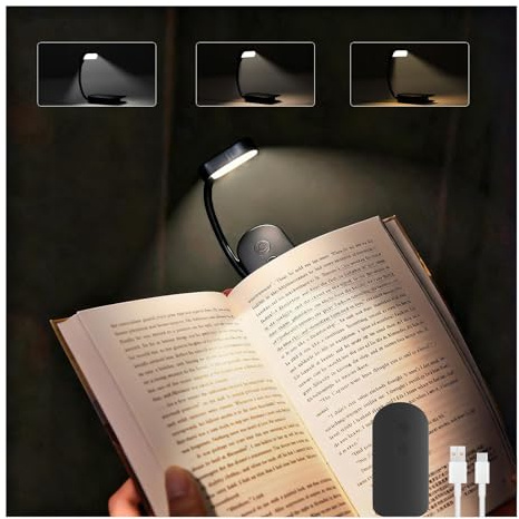 AdalyRoma Leselampe Buch Klemme 3 Farbtemperatur & Einstellbare Helligkeit | USB Aufladbare Buchlampe mit 9 LEDs Lange Laufzeit, Klemmlampe, 360° Flexibel Klemmleuchte für Nachtlesen ins Bett