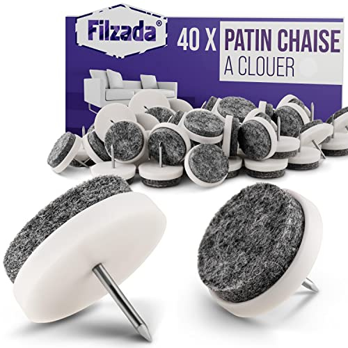 Filzada® 40x Filzgleiter Nagel - Ø 24 mm (weiß) - Profi Möbelgleiter/Stuhlgleiter Filz zum Nageln
