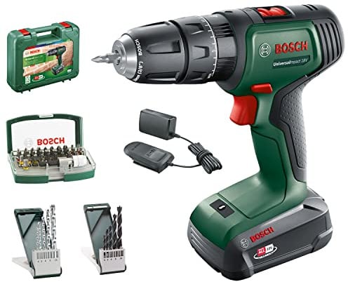 Bosch Akku Schlagbohrschrauber UniversalImpact 18V (18 Volt System, im Koffer) – Amazon Edition, Battery Powered, Green-Black