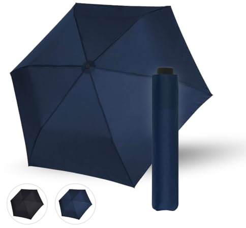 Doppler Zero Large Taschenschirm manual ultraleichter Regenschirm | Mini Regenschirm Dunkelblau für Reise & Alltag – nur 113 g leicht, 98 cm Schirmdach, Carbon-Elemente, kompakt & stabil