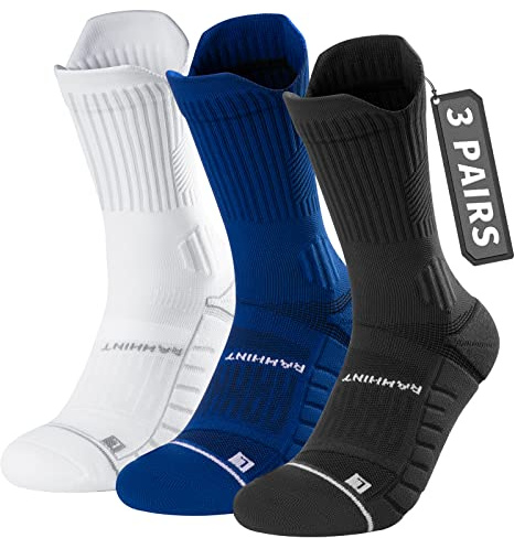 Rahhint Coolmax 3 Pack Kompressions Laufsocken Herren Damen Anti-Blasen-socken Running Socks Sportsocken mit TAB-Design, Kompressionszone, Belüftungsnetz und Fußgewölbeunterstützung, Größe 35-51