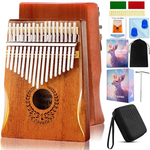 Kalimba 17 Schlüssel Daumenklavier - Tragbares Finger Piano Mbira Professionelles Musikinstrument Marimbaphone mit Schutzhülle, Lernanleitung, Stimmhammer für Kinder Erwachsene Anfänger