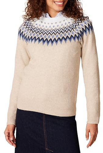 Amazon Essentials Damen Soft-Touch-Pullover mit Rundhalsausschnitt und Fair-Isle-Muster