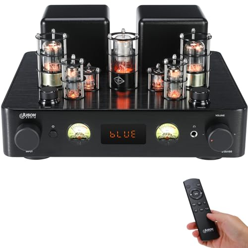 Juson Audio JTA100 2025 200 W Vakuum Röhrenverstärker Integrierter Hybrid mit BT 5.0, Opt AUX,Coax,Phono Eingang und Kopfhörer Ausgang, 2.1-Kanal-Klasse AB, HiFi-Heim-Audio für Plattenspieler
