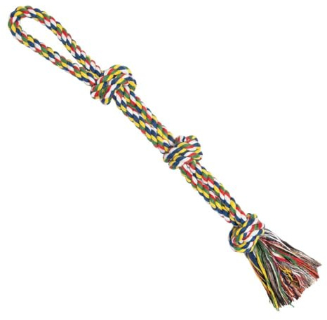 DONGKER Hundespielzeug Seil, 55cm Interaktive Hundeseil, Geflochtene Baumwolle Strickspielzeug mit Knoten für Hunde Zähne Reinigung, 230g