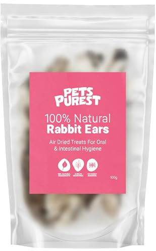 Pets Purest Hasenohren mit Fell für Hunde, Welpen und Seniorhunde - 100% natürliche, luftgetrocknete Hundeleckerlis als rohes Hundefutter und fettarme, gesunde, hypoallergene, getreidefreie Ernährung