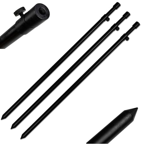 A&N 3 Stück Rutenhalter Bankstick Alu 60-105cm 19/16mm schwarz