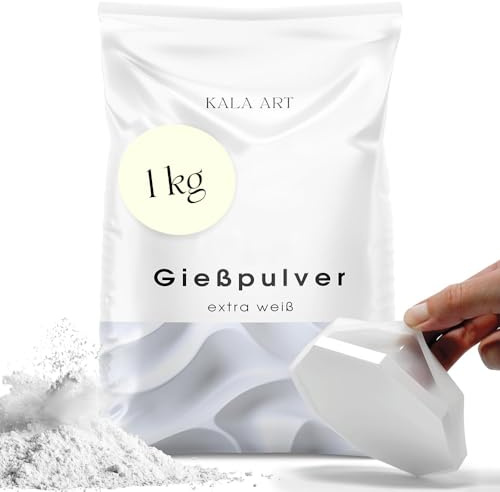 KALA ART Gießpulver Weiß 1kg - Gips zum Basteln für Silikonformen - Hochwertiges Reliefgießpulver (Bastelbeton) - Modelliergips zum Gießen für Deine kreativen Projekte