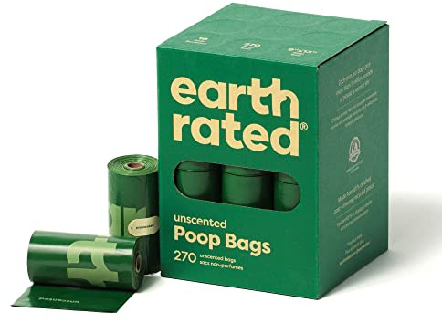 Earth Rated Hundekotbeutel, garantiert auslaufsichere und extra dicke Abfallsäcke als Nachfüllrollen für Hunde, unparfümiert, 270 Stück
