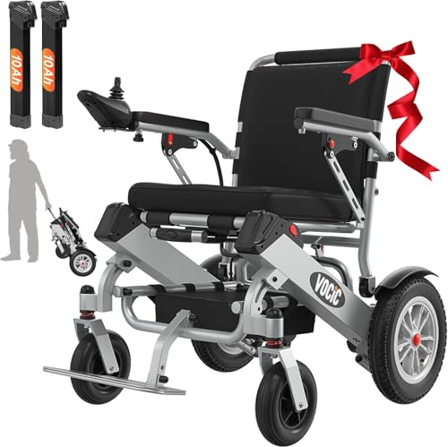 VOCIC V62 Doppelbatterie Elektrischer Rollstuhl Faltbar Leicht,25KM
