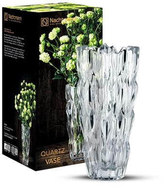 Nachtmann Glasvase 26 cm, Quartz, 88332, Vase aus Kristallglas, Blumenvase Tischdeko, spülmaschinenfest