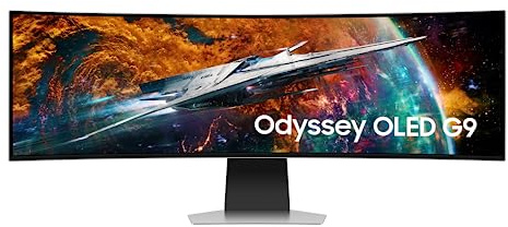 Samsung Odyssey OLED G9 Curved Gaming Monitor G95SC, 49 Zoll, AI Upscaling, QD-OLED-Panel, 5.120 x 1.440 Pixel, Bildwiederholrate 240 Hz, Reaktionszeit 0,03 ms, Mit Lautsprechern, Inkl. Fernbedienung
