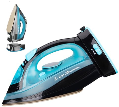 Dampfbügeleisen kabellos 2400W kabelloses Bügeleisen Sohle mit keramischer Antihaftbeschichtung Vertikal bügeln, Tropfstop, Antikalk, selbstreinigend mit Wassertank Steam Iron
