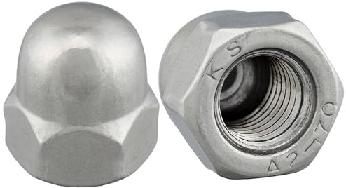 Hutmutter hohe Form nach DIN 1587 rostfreier Edelstahl A2 V2A Sechskant-Hutmuttern (10 Stück, M10)